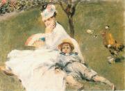 Pierre-Auguste Renoir Camille Monet and Her son Jean in the Garden at Arenteuil Spain oil painting artist